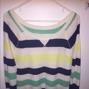 Green, Blue, Yellow, and while stripped top